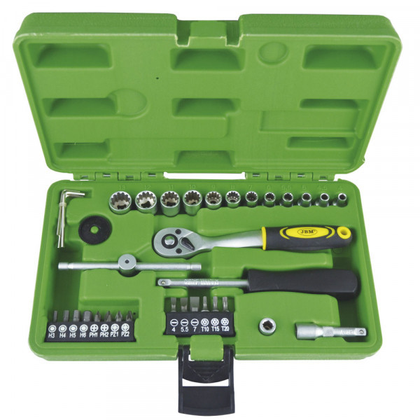 JBM 53107 Coffret d'outils, 36 pièces, Douilles spline de 1/4, Noir/vert,  1/4 : : Bricolage